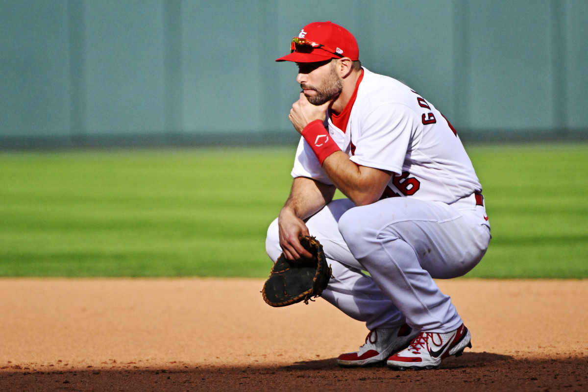 Paul Goldschmidt looks out after the Cardinals blew their ninth-inning lead against the Phillies.